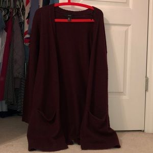 Long maroon cardigan